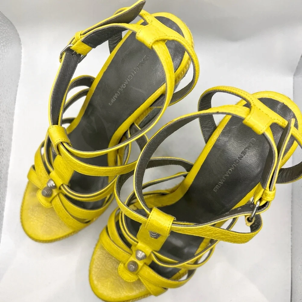 Balenciaga Yellow Strappy Wedges - Picture 5 of 9